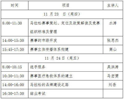 2017年“光明”中国田径协会马拉松学院“马拉松竞赛组织管理”培训班（第四期）赛事组织指南